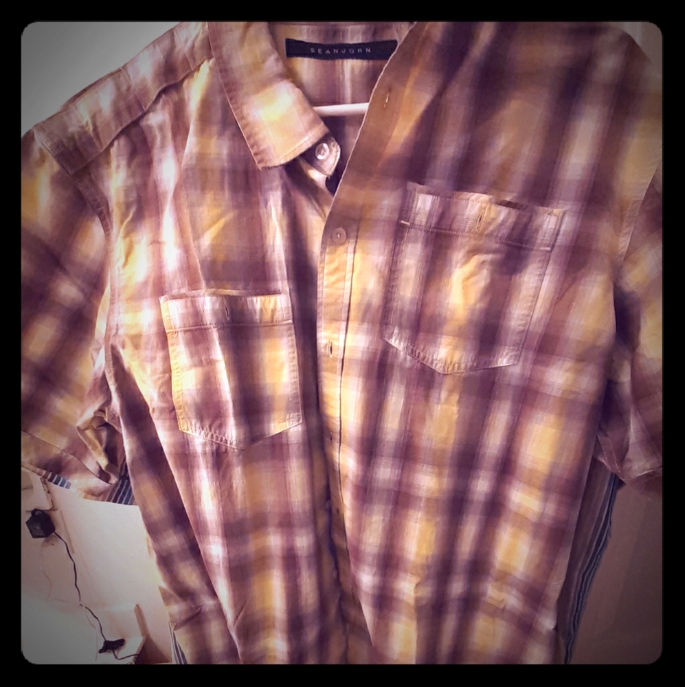 MENS SEAN JOHN 3XL SHORT SLEEVE BUTTON UP